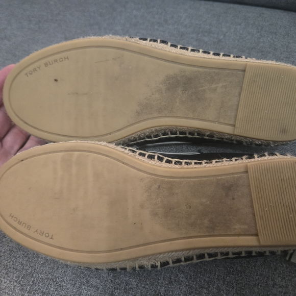 Tory Burch Black Espadrille Flats with Branded Ribbon Used 5 1/2 - Picture 6 of 8